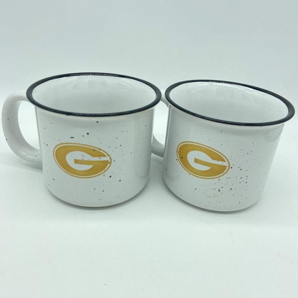 Campfire Mugs Set Of 2 15 Oz Speckled NEW G GA Bulldogs Packers Logo Coffee Cups